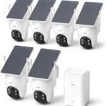 aosu Wireless Outdoor Security Cameras 6-Cam Kit – 5MP Solar Cameras, 360° Pan & Tilt, No Subscription, Local Storage up to 1TB, AI Tracking System