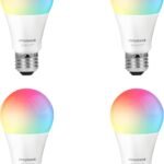 SYLVANIA Smart WiFi LED Light Bulbs 4 Pack – RGB Color Changing, Tunable White 2700K–6500K, Alexa & Google Compatible, Dimmable A19
