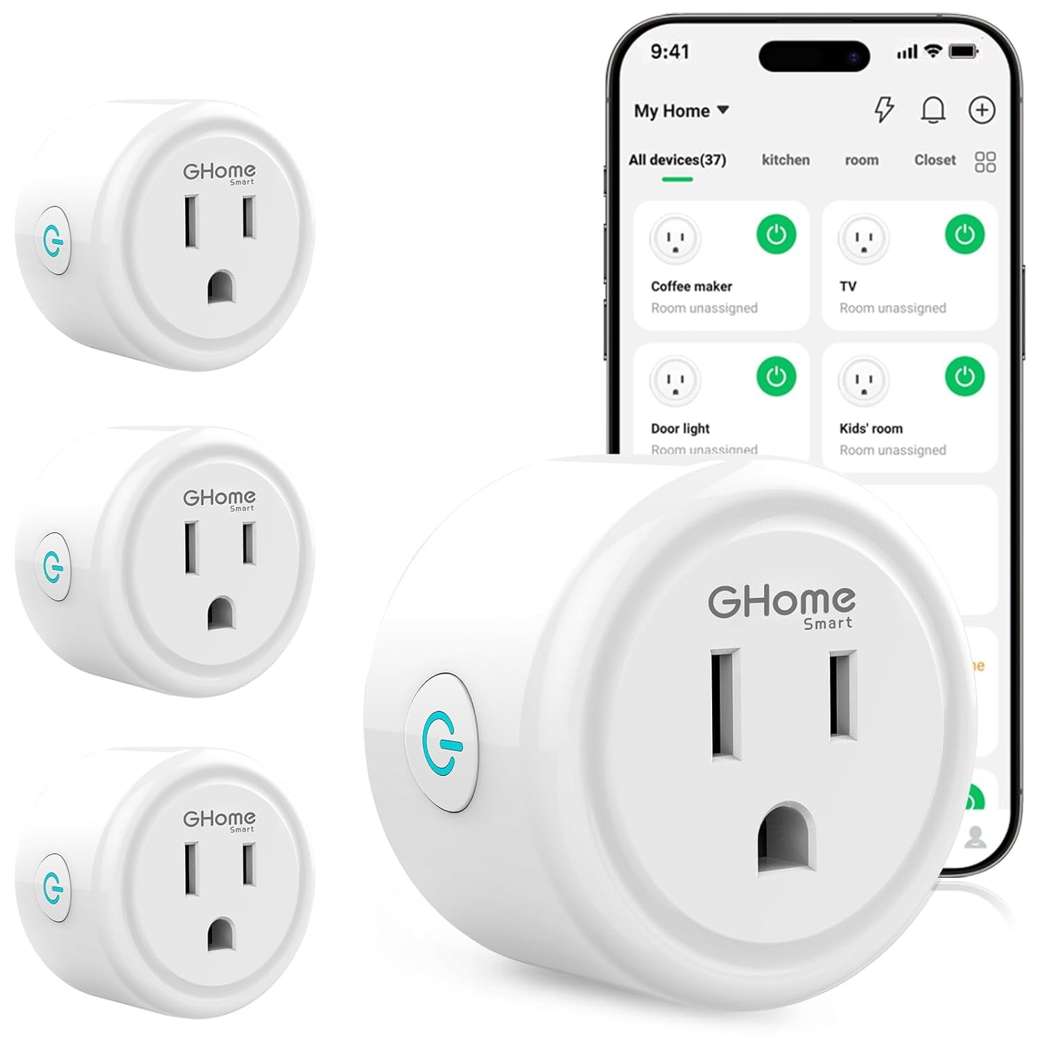 plug1 GHome Smart Plug WiFi Outlet – Smart Plug with Alexa & Google Home, Timer, Remote App Control, No Hub Required - Image 1
