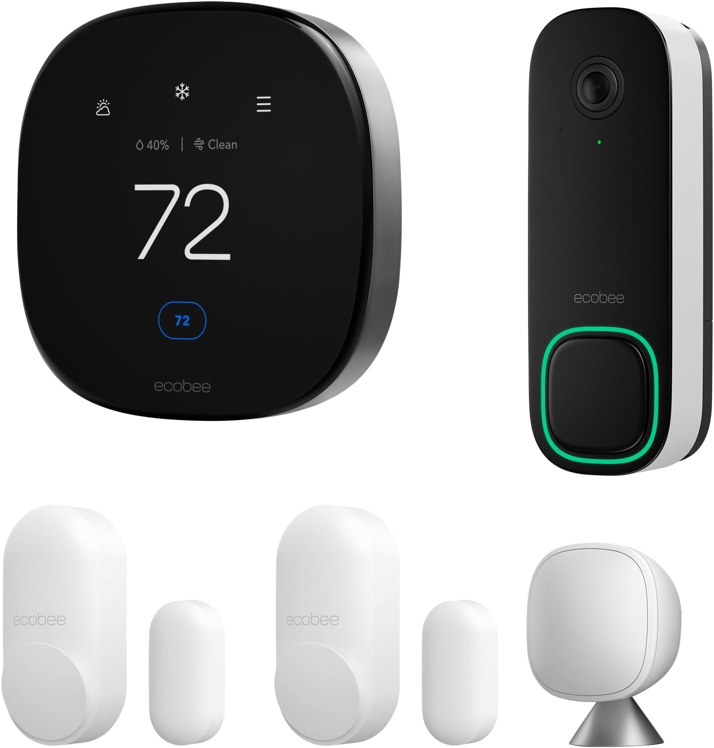 thermo1 ecobee Smart Home Security Bundle – Smart Thermostat Premium, Video Doorbell Camera, Door & Window Sensors, Energy Saving System - Image 1